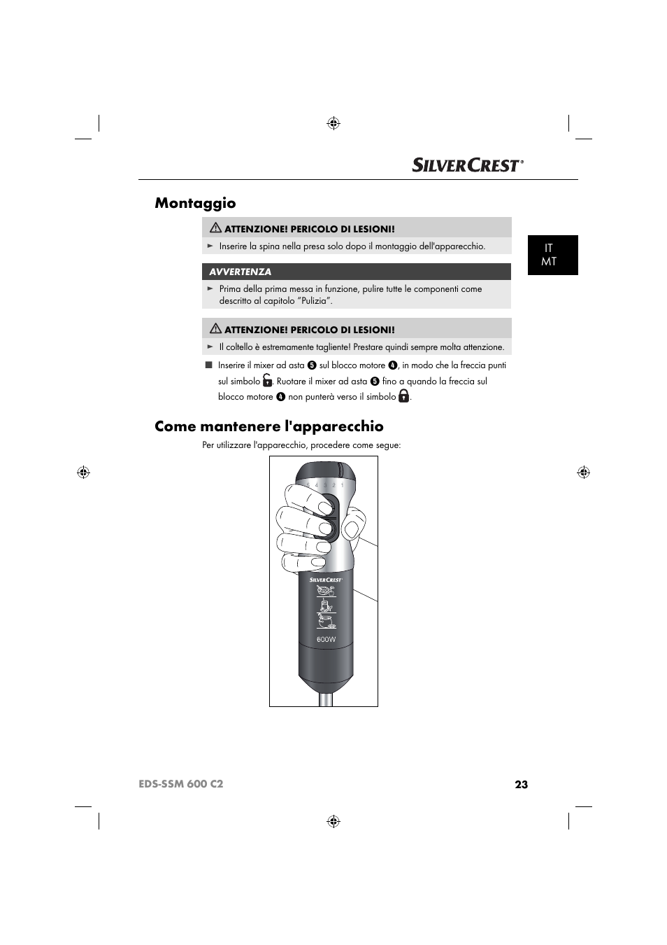 Montaggio, Come mantenere l'apparecchio, It mt | Silvercrest SSM 600 C2 User Manual | Page 26 / 81