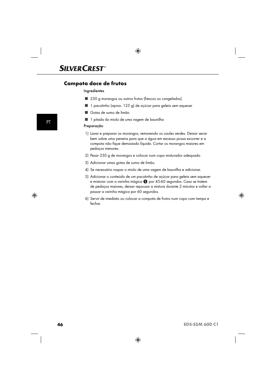 Compota doce de frutos | Silvercrest SSM 600 C2 User Manual | Page 49 / 81