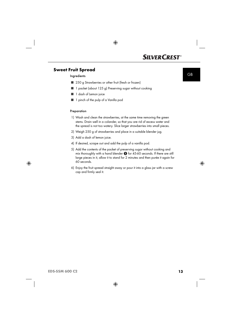 Sweet fruit spread | Silvercrest SSM 600 C2 User Manual | Page 16 / 105