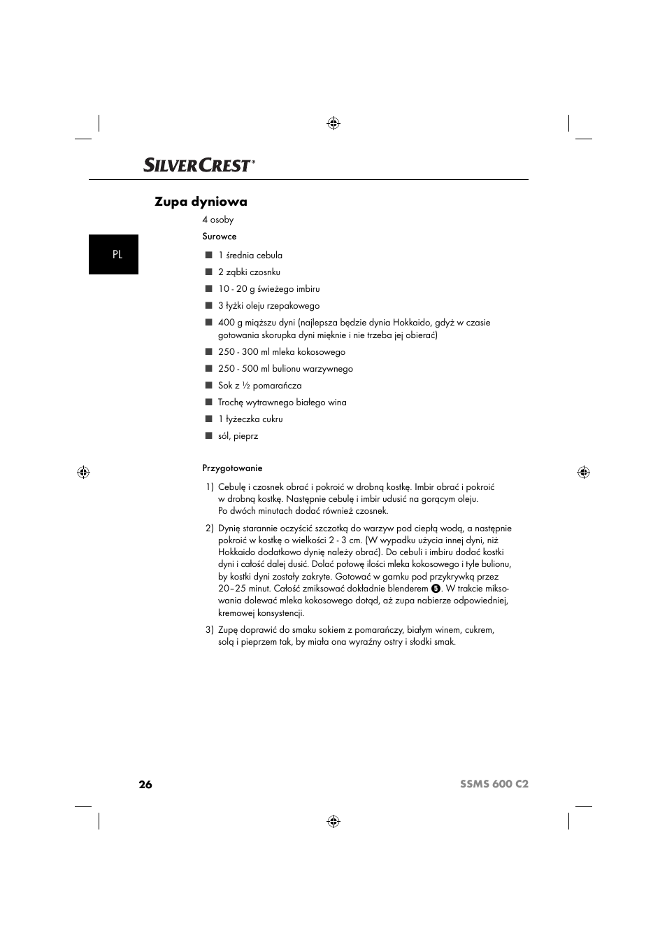 Zupa dyniowa | Silvercrest SSM 600 C2 User Manual | Page 29 / 105