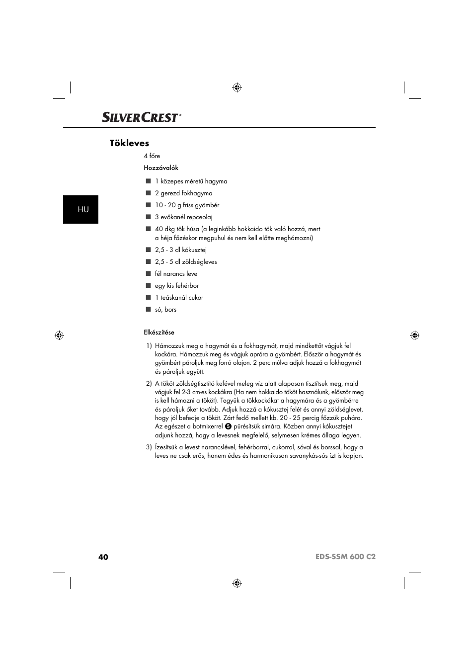 Tökleves | Silvercrest SSM 600 C2 User Manual | Page 43 / 105
