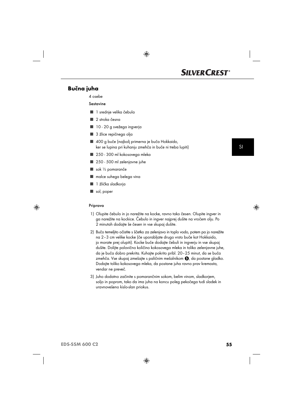 Bučna juha | Silvercrest SSM 600 C2 User Manual | Page 58 / 105