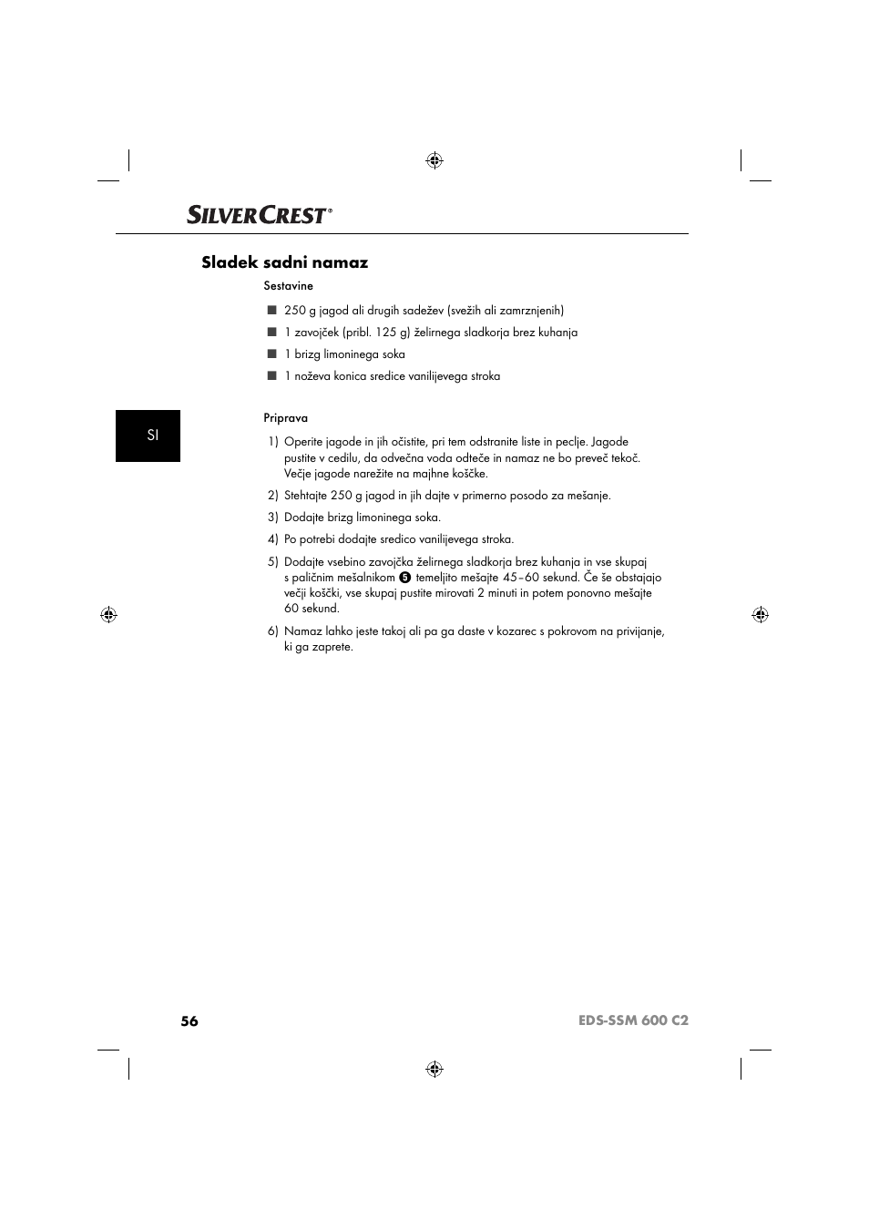 Sladek sadni namaz | Silvercrest SSM 600 C2 User Manual | Page 59 / 105