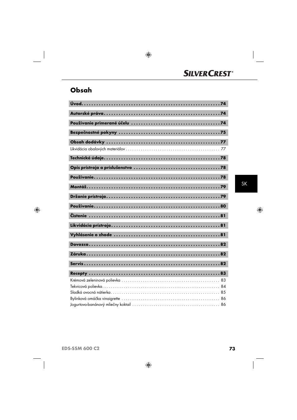 Silvercrest SSM 600 C2 User Manual | Page 76 / 105
