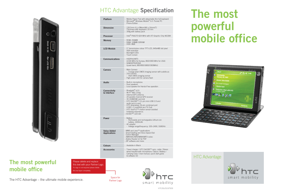 HTC Windows Mobile SmartPhone User Manual | 1 page