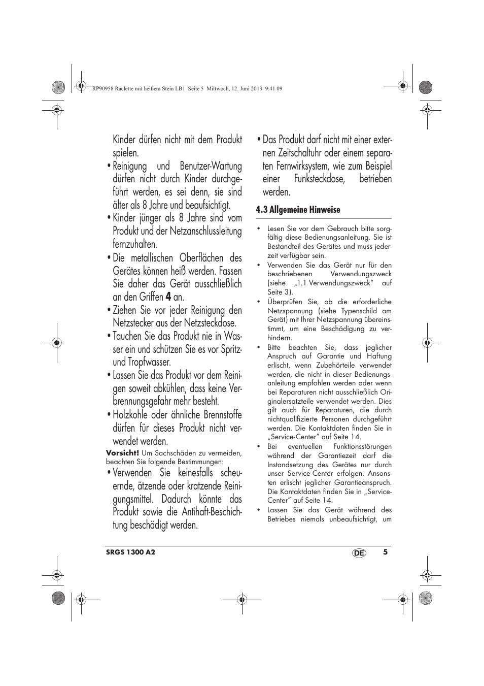 Silvercrest SRGS 1300 A2 User Manual | Page 7 / 66