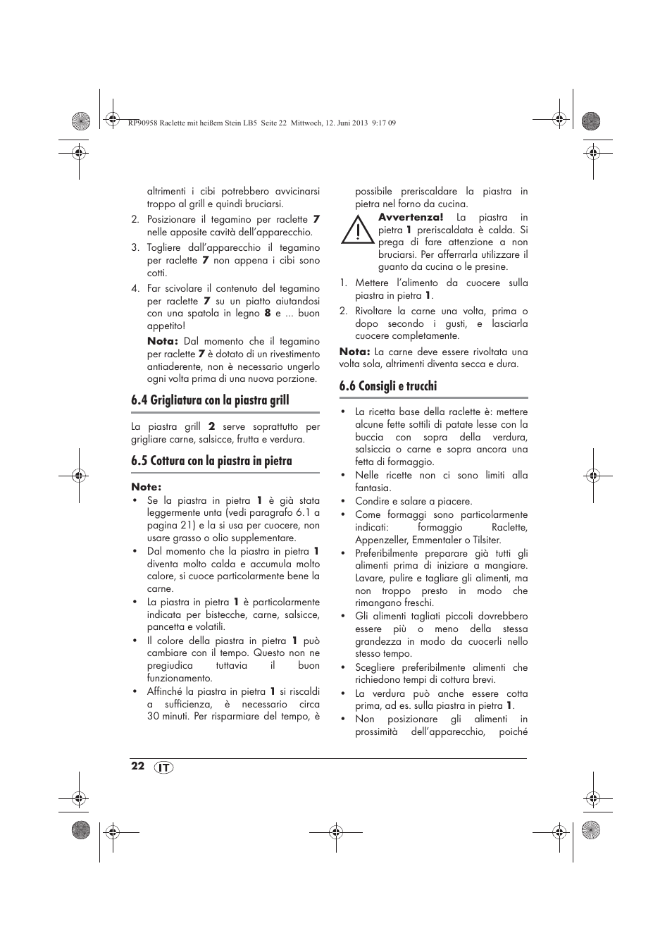 4 grigliatura con la piastra grill, 5 cottura con la piastra in pietra, 6 consigli e trucchi | Silvercrest SRGS 1300 A2 User Manual | Page 24 / 66