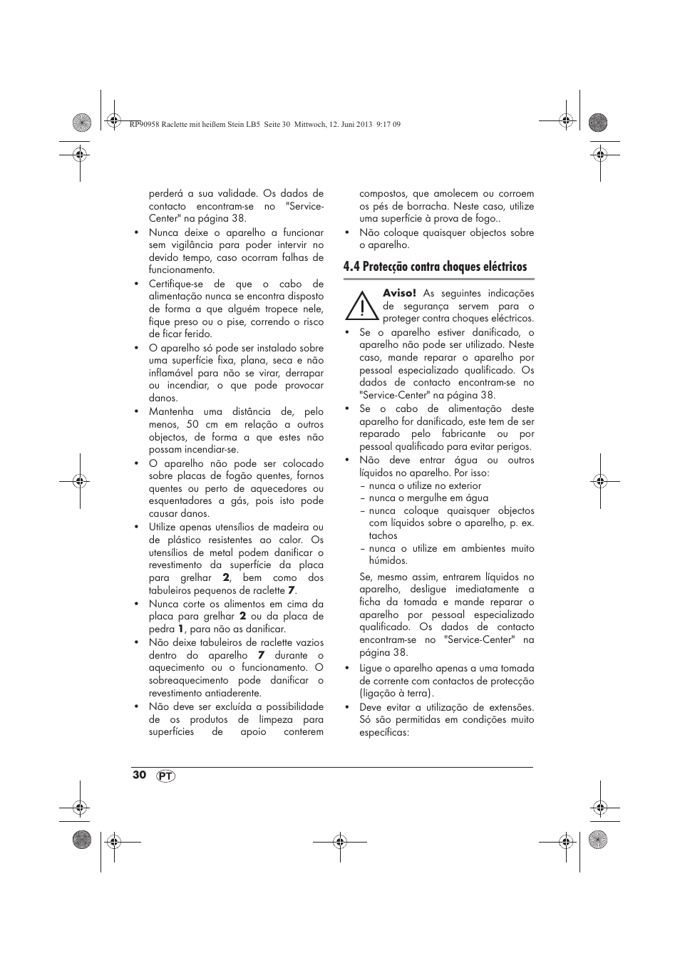 4 protecção contra choques eléctricos | Silvercrest SRGS 1300 A2 User Manual | Page 32 / 66