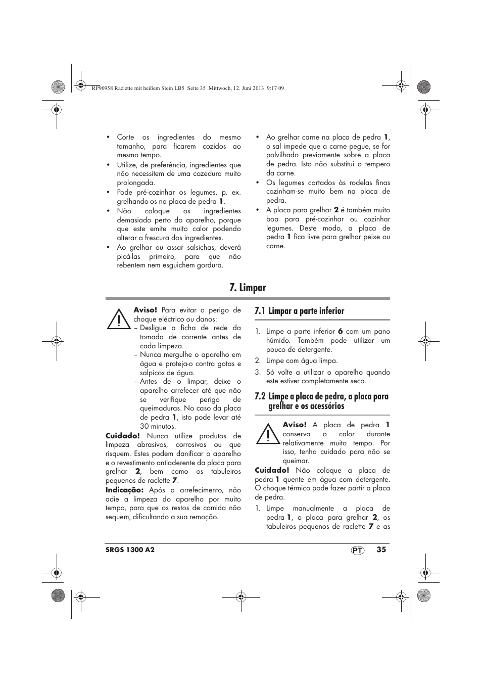 Limpar, 1 limpar a parte inferior | Silvercrest SRGS 1300 A2 User Manual | Page 37 / 66