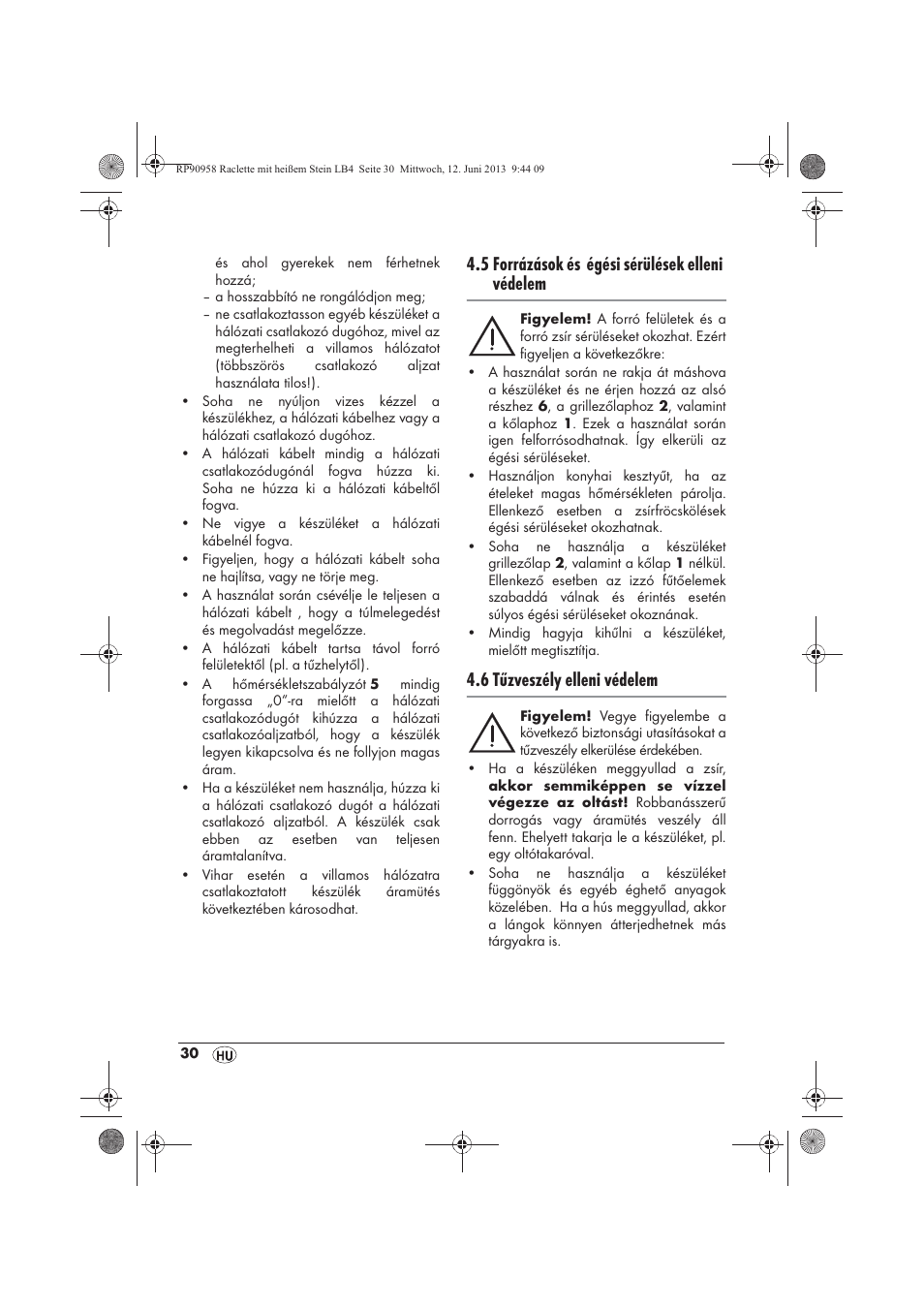 5 forrázások és égési sérülések elleni védelem, 6 tűzveszély elleni védelem | Silvercrest SRGS 1300 A2 User Manual | Page 32 / 86