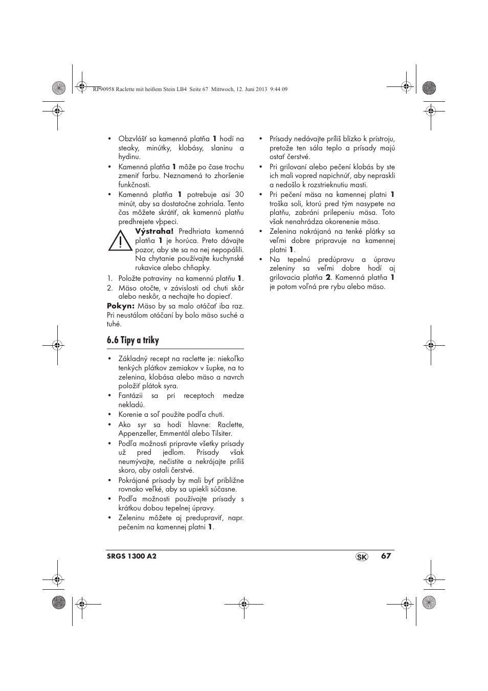 6 tipy a triky | Silvercrest SRGS 1300 A2 User Manual | Page 69 / 86