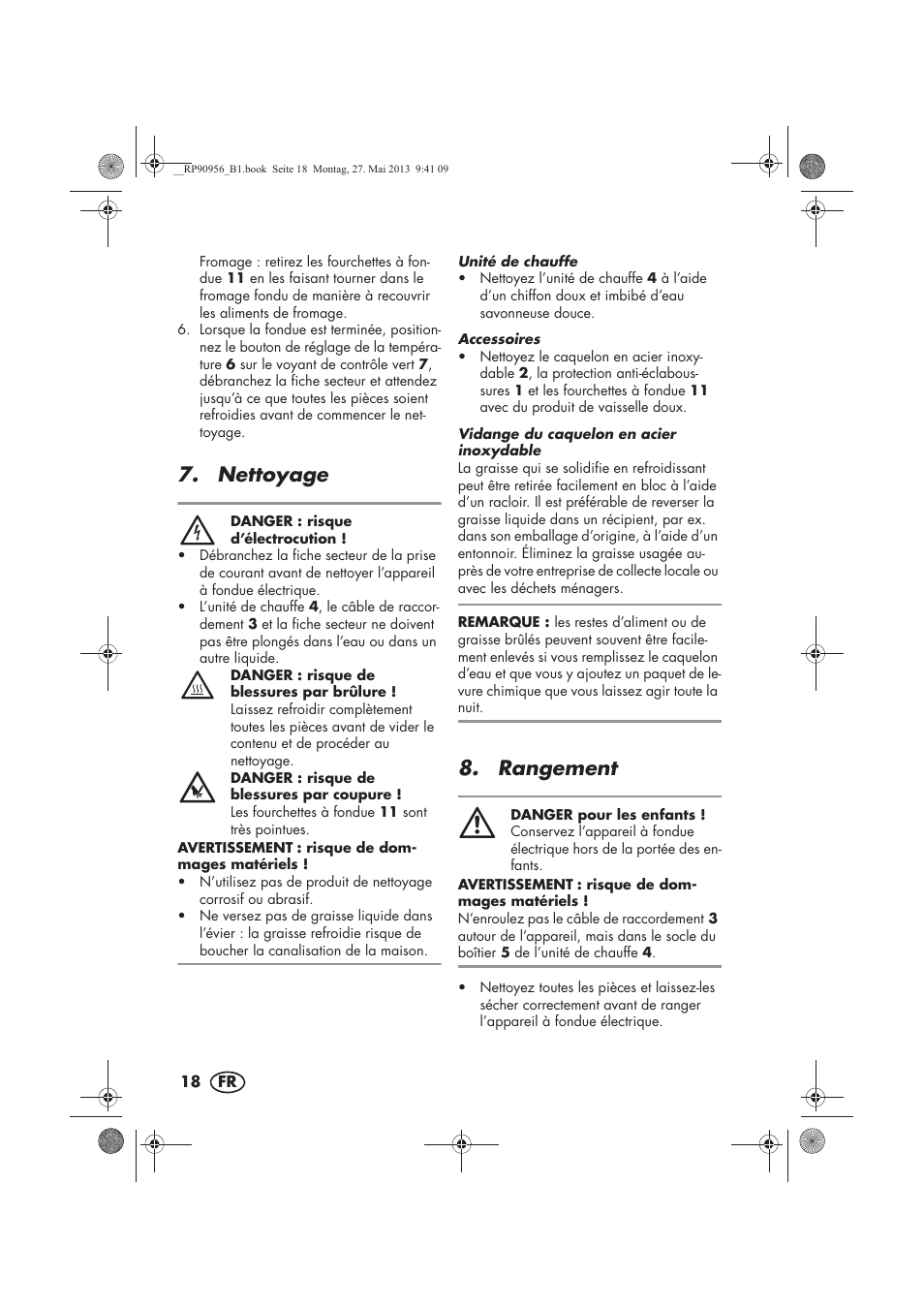 Nettoyage, Rangement | Silvercrest SFE 1500 A1 User Manual | Page 20 / 54