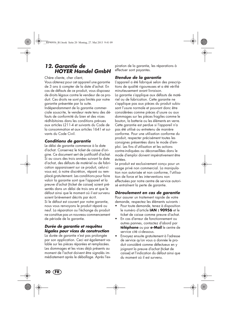 Garantie de hoyer handel gmbh | Silvercrest SFE 1500 A1 User Manual | Page 22 / 54
