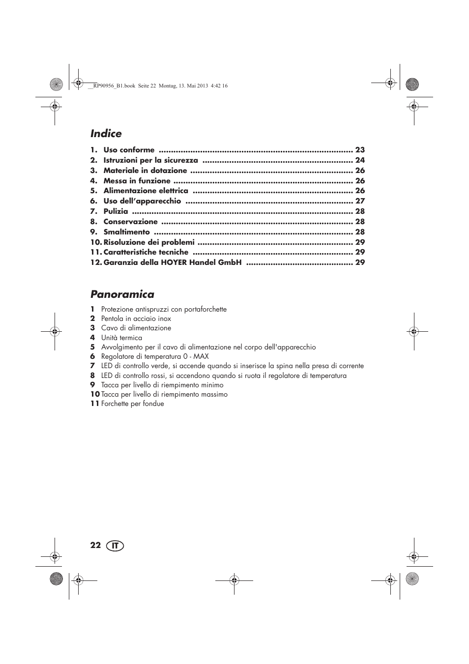 Indice, Panoramica | Silvercrest SFE 1500 A1 User Manual | Page 24 / 54