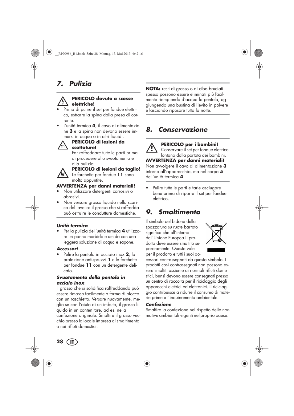 Pulizia, Conservazione, Smaltimento | Silvercrest SFE 1500 A1 User Manual | Page 30 / 54