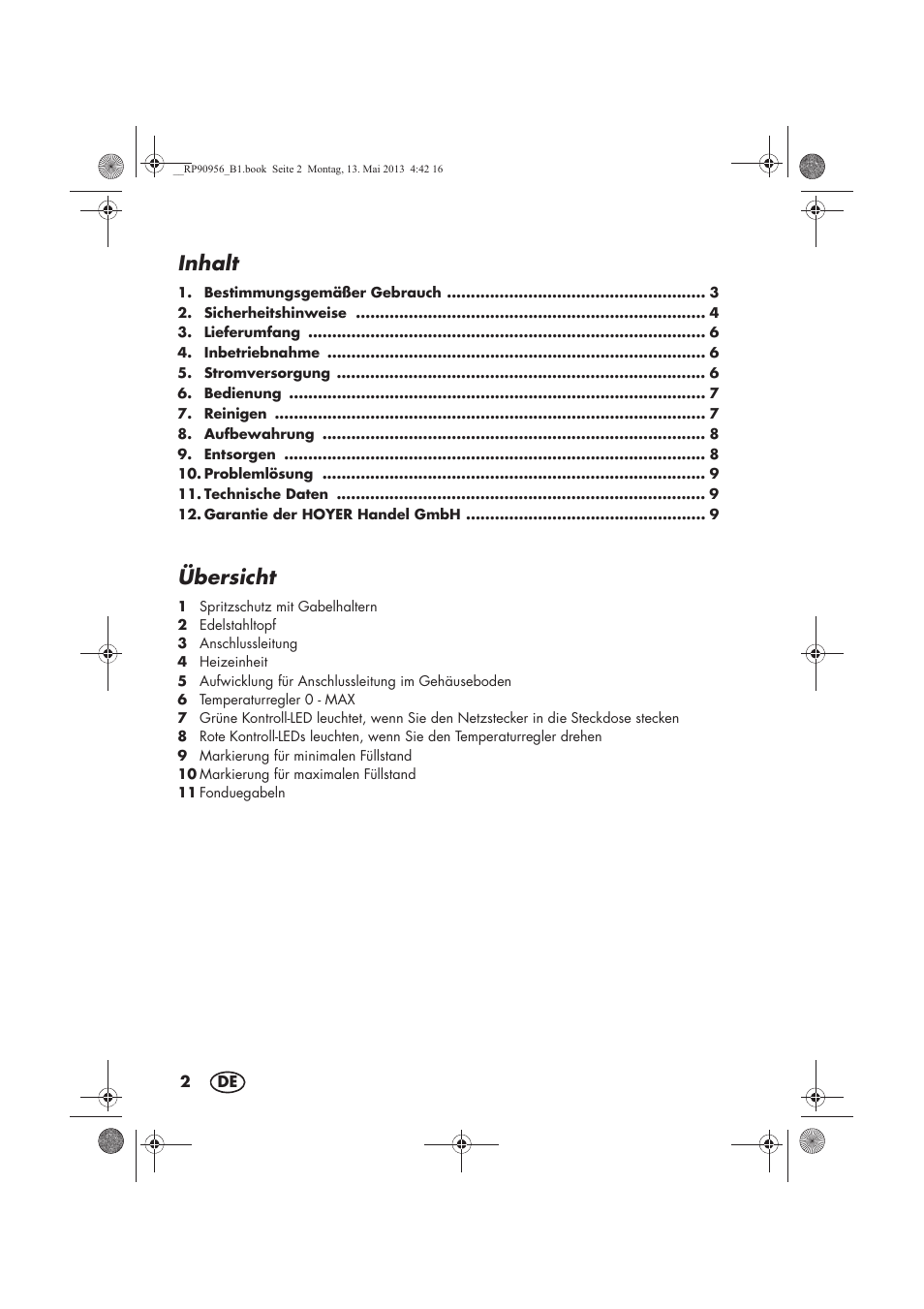 Inhalt, Übersicht | Silvercrest SFE 1500 A1 User Manual | Page 4 / 54