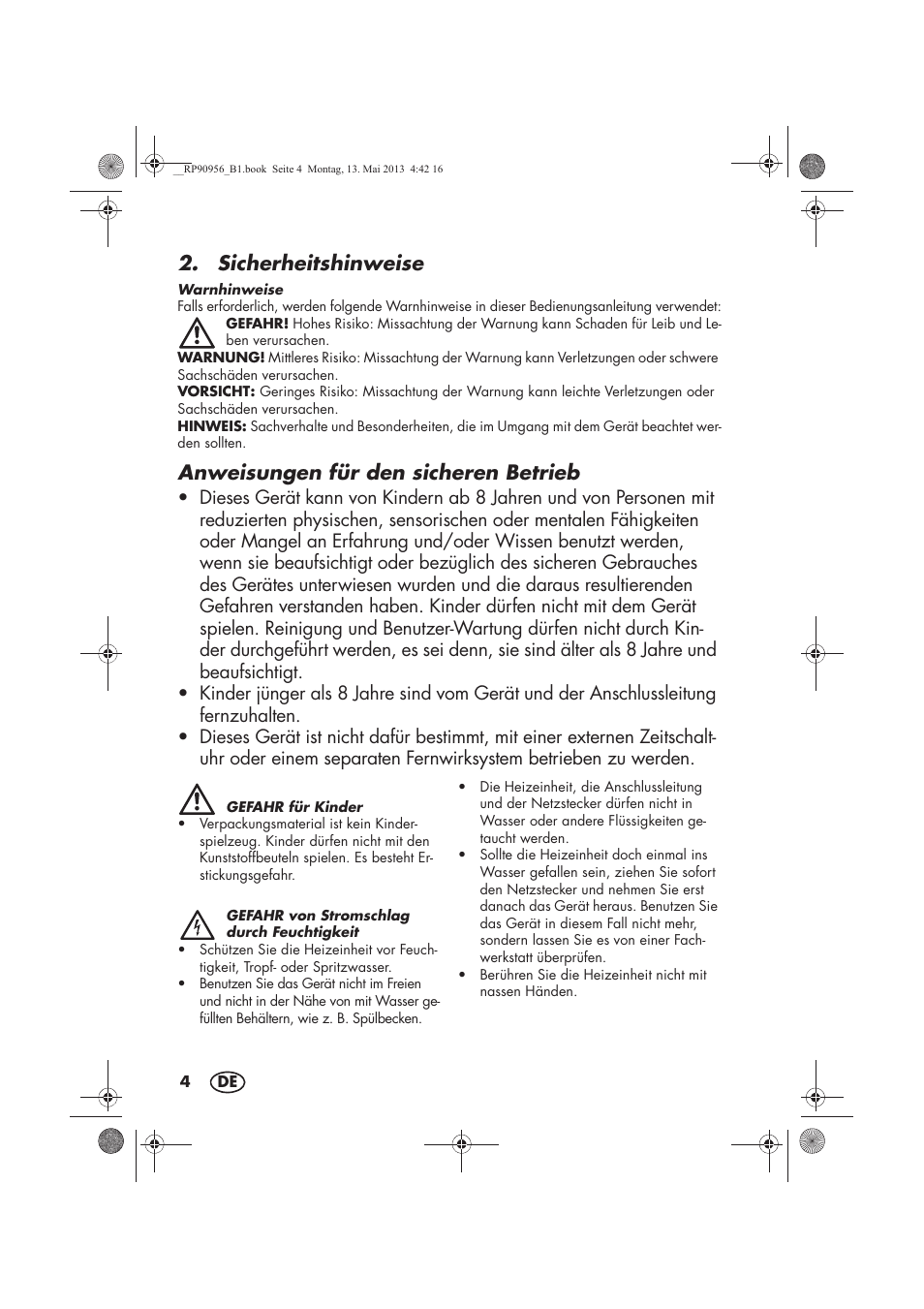 Sicherheitshinweise, Anweisungen für den sicheren betrieb | Silvercrest SFE 1500 A1 User Manual | Page 6 / 54