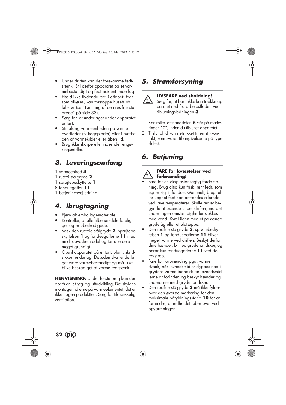 Leveringsomfang, Ibrugtagning, Strømforsyning | Betjening | Silvercrest SFE 1500 A1 User Manual | Page 34 / 70