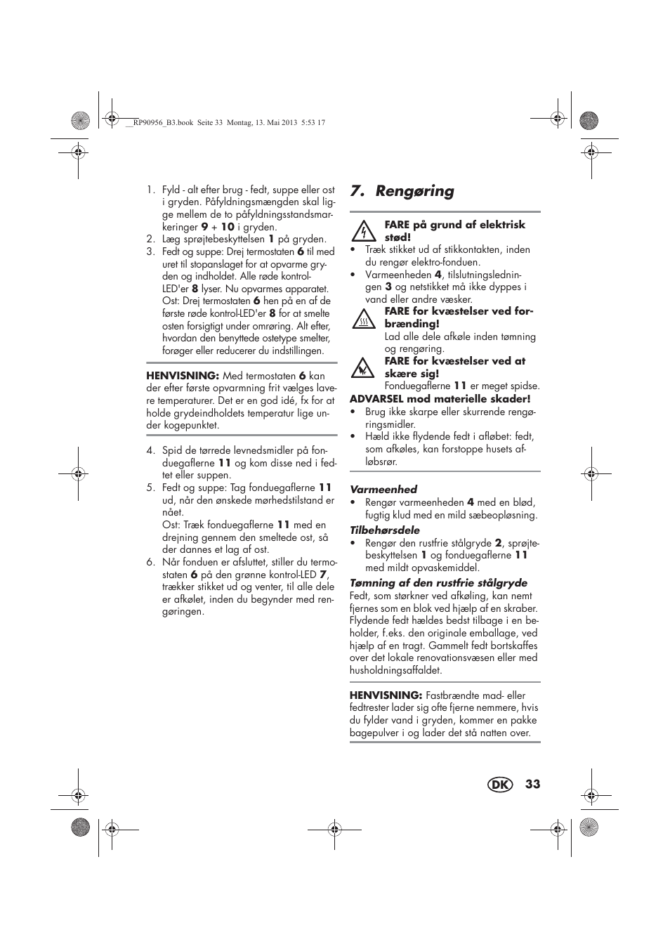 Rengøring | Silvercrest SFE 1500 A1 User Manual | Page 35 / 70