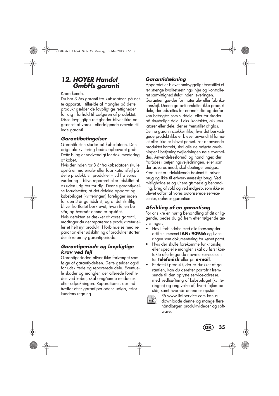 Hoyer handel gmbhs garanti | Silvercrest SFE 1500 A1 User Manual | Page 37 / 70