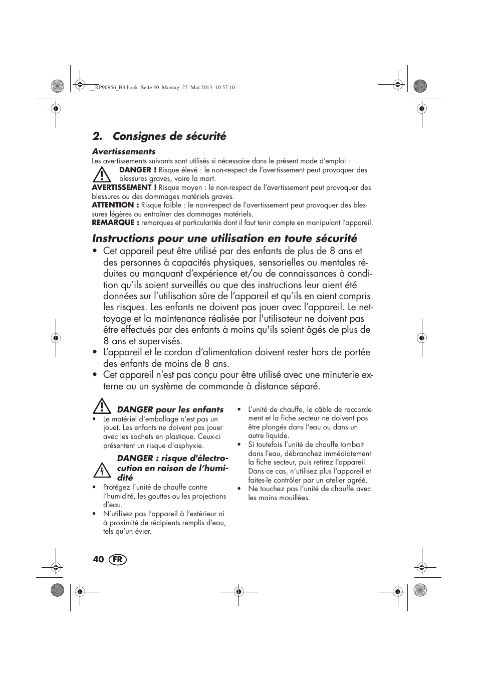 Consignes de sécurité | Silvercrest SFE 1500 A1 User Manual | Page 42 / 70