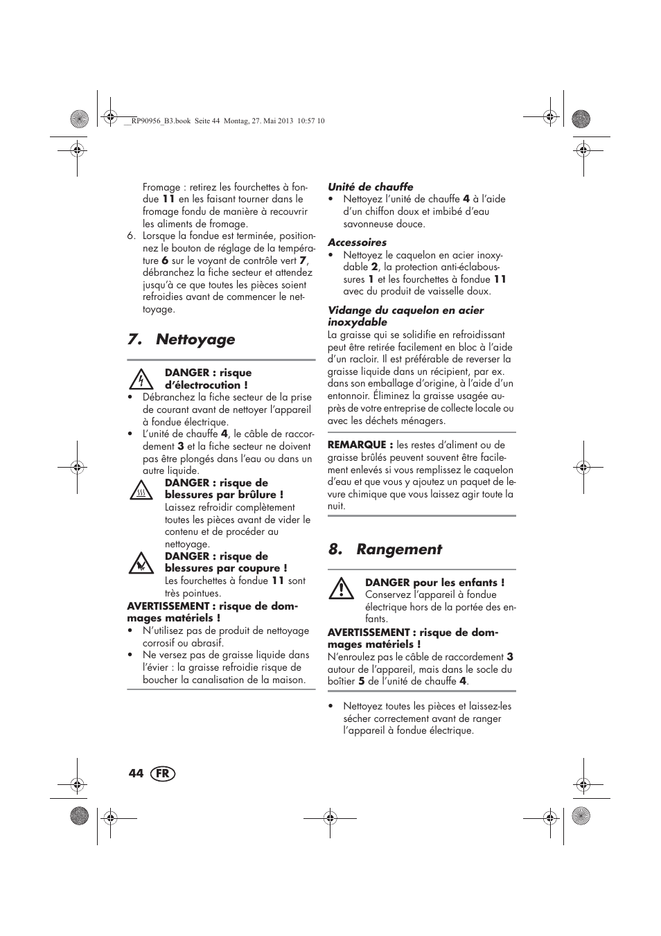 Nettoyage, Rangement | Silvercrest SFE 1500 A1 User Manual | Page 46 / 70