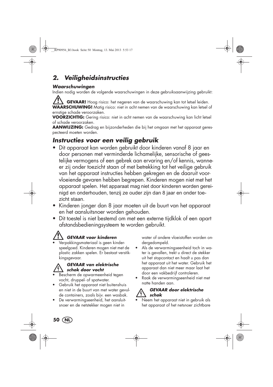 Veiligheidsinstructies, Instructies voor een veilig gebruik | Silvercrest SFE 1500 A1 User Manual | Page 52 / 70