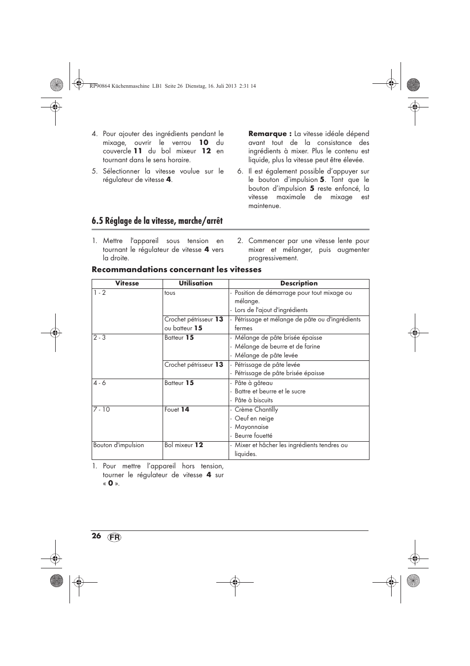 5 réglage de la vitesse, marche/arrêt | Silvercrest SKMP 1200 A1 User Manual | Page 28 / 86