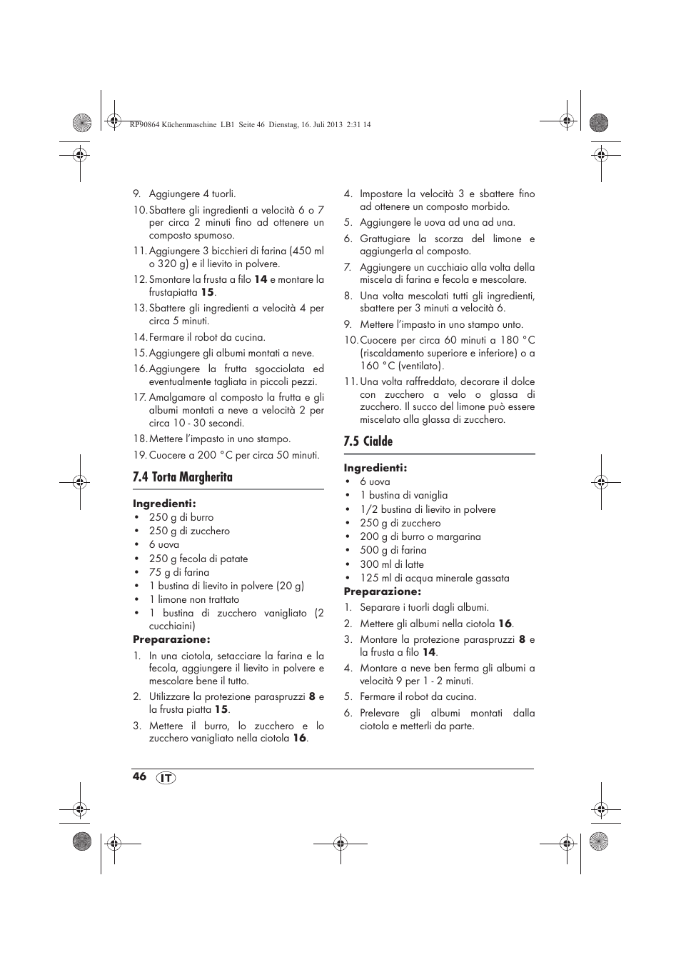 4 torta margherita, 5 cialde | Silvercrest SKMP 1200 A1 User Manual | Page 48 / 86