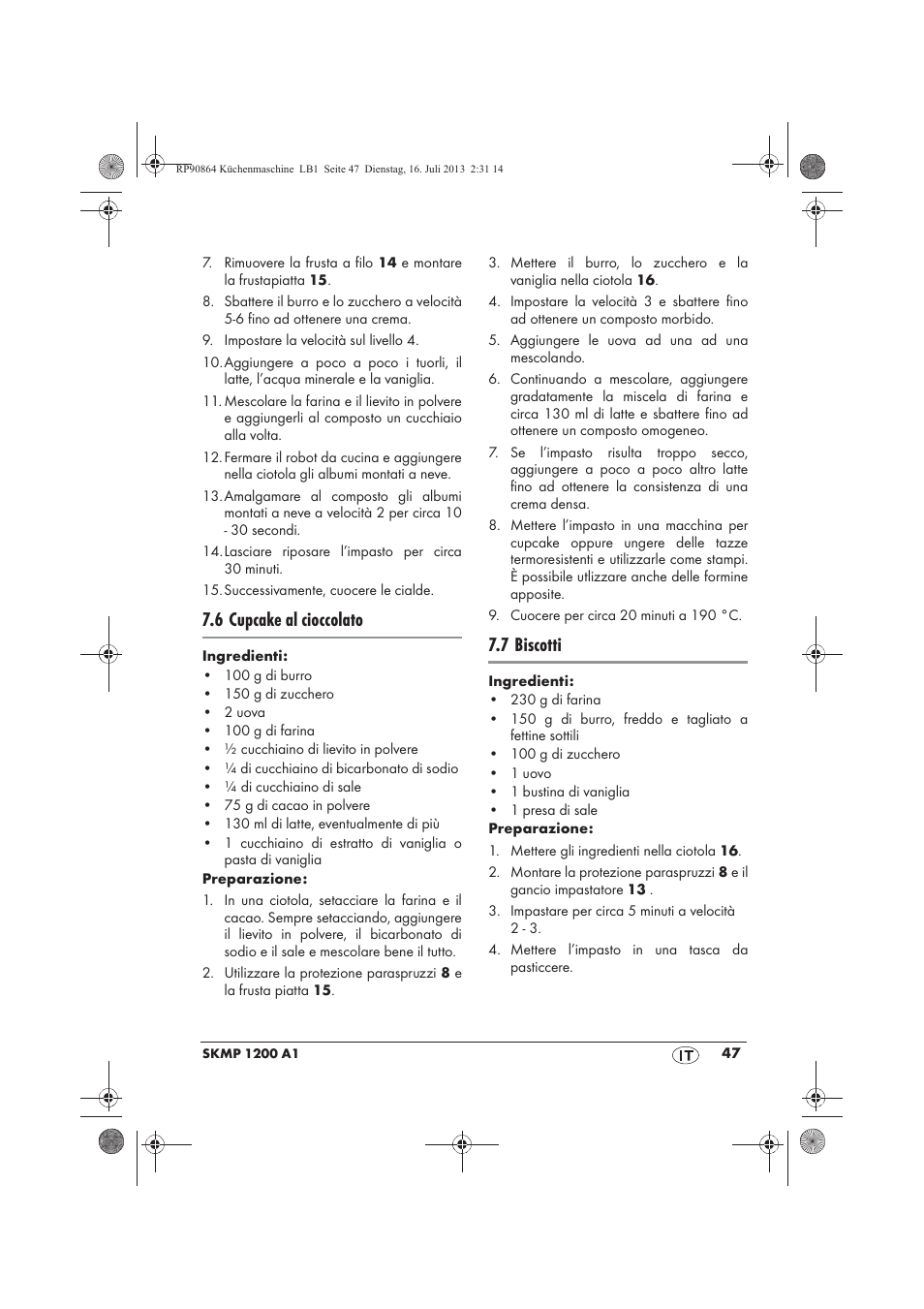 6 cupcake al cioccolato, 7 biscotti | Silvercrest SKMP 1200 A1 User Manual | Page 49 / 86