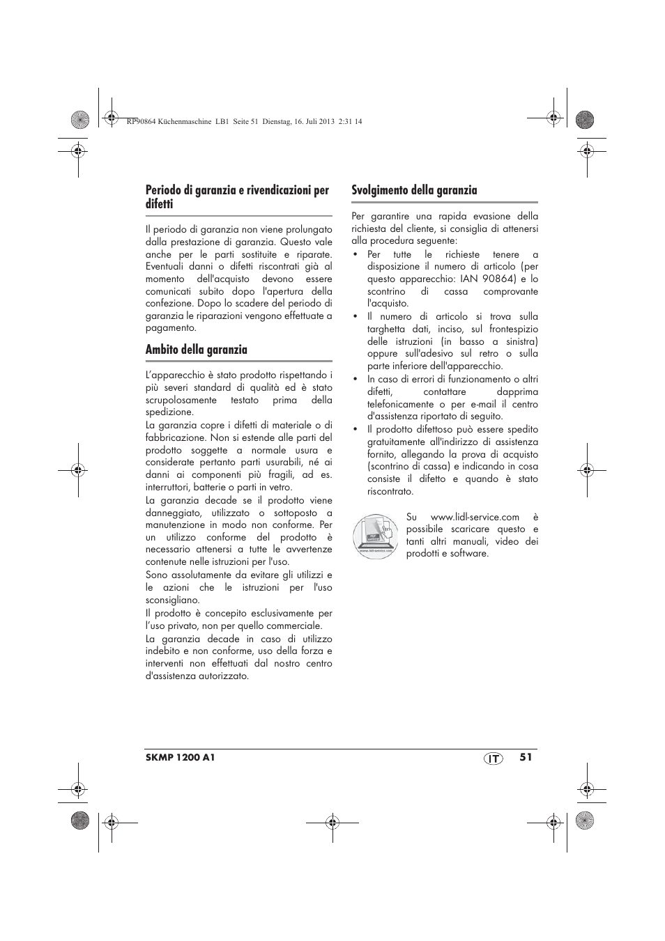 Periodo di garanzia e rivendicazioni per difetti, Ambito della garanzia, Svolgimento della garanzia | Silvercrest SKMP 1200 A1 User Manual | Page 53 / 86