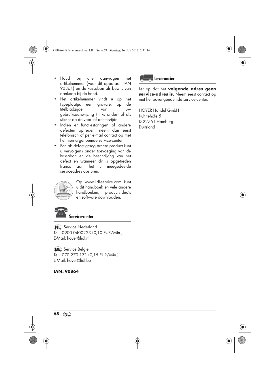 Service-center, Leverancier | Silvercrest SKMP 1200 A1 User Manual | Page 70 / 86