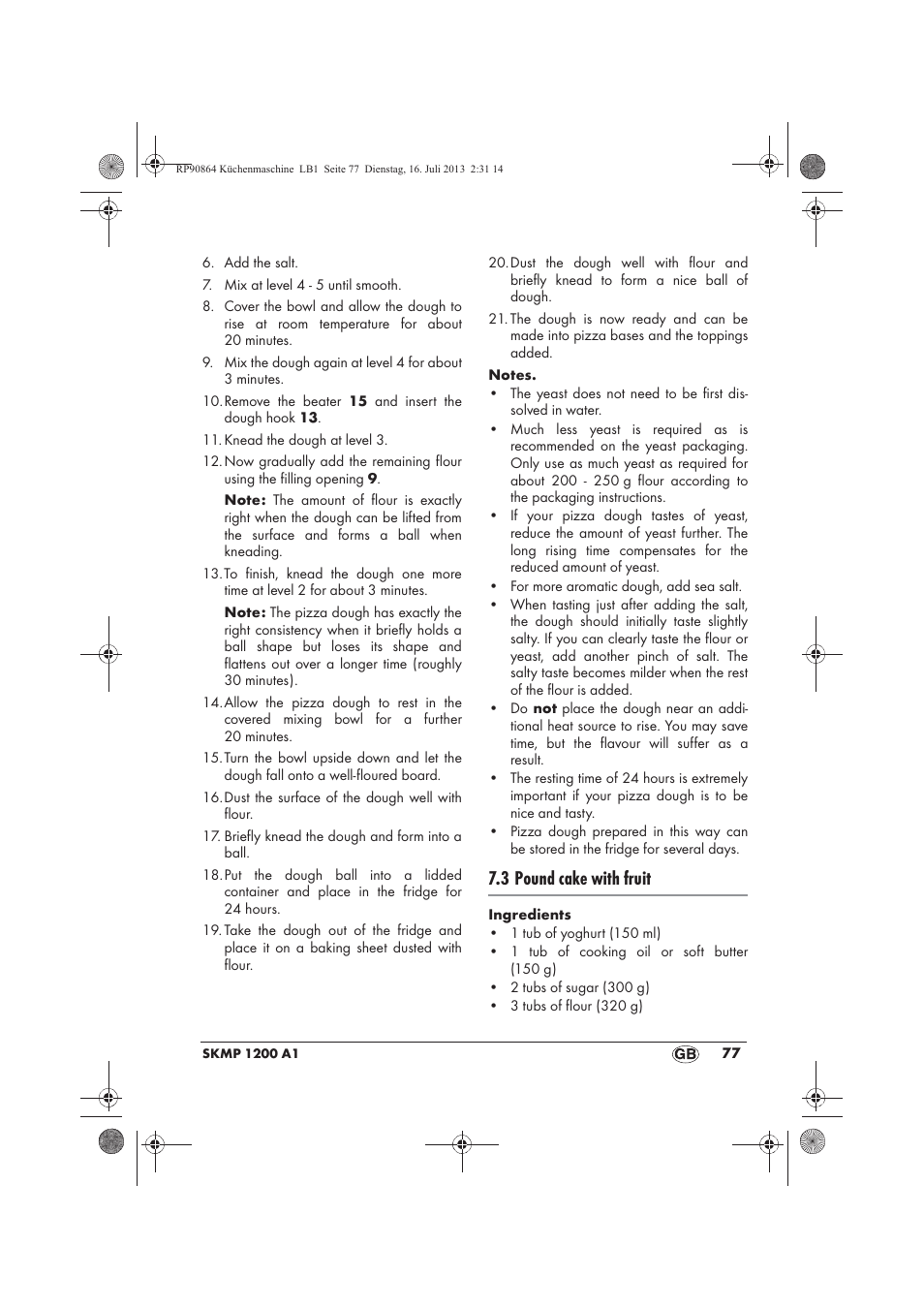 3 pound cake with fruit | Silvercrest SKMP 1200 A1 User Manual | Page 79 / 86