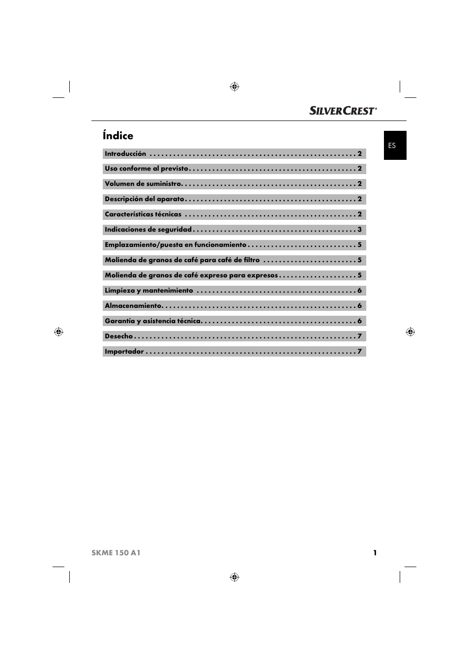 Índice | Silvercrest SKME 150 A1 User Manual | Page 4 / 43