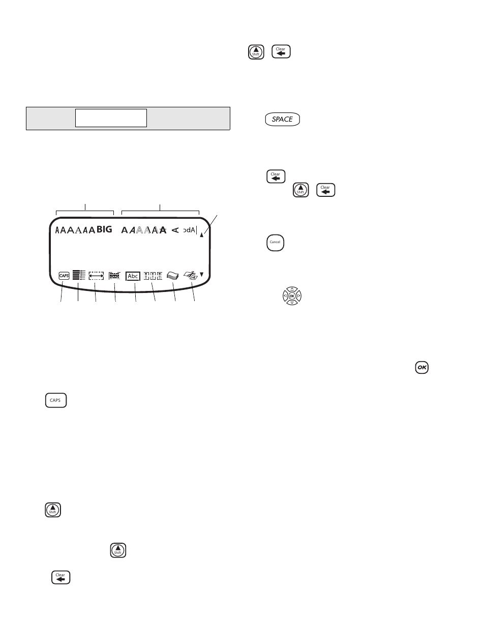 Caps mode, Shift key, Space bar | Clear/delete, Cancel, Navigation keys, Connecting to your computer | Dymo ExecuLabel LM450 User Manual | Page 6 / 18
