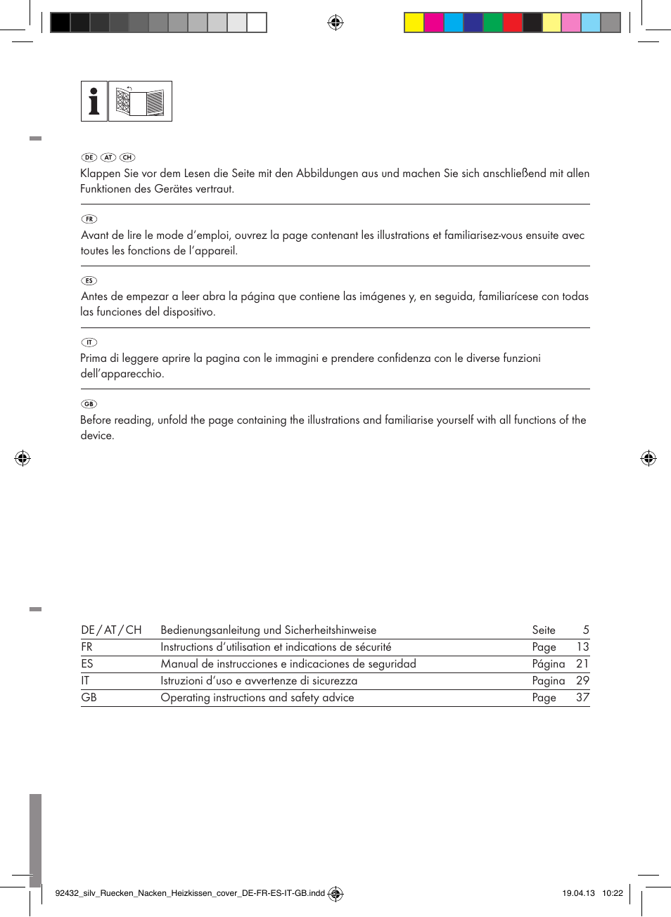Coussin chauffant, Termoforo cervicale | Silvercrest SRNH 100 B2 User Manual | Page 2 / 45