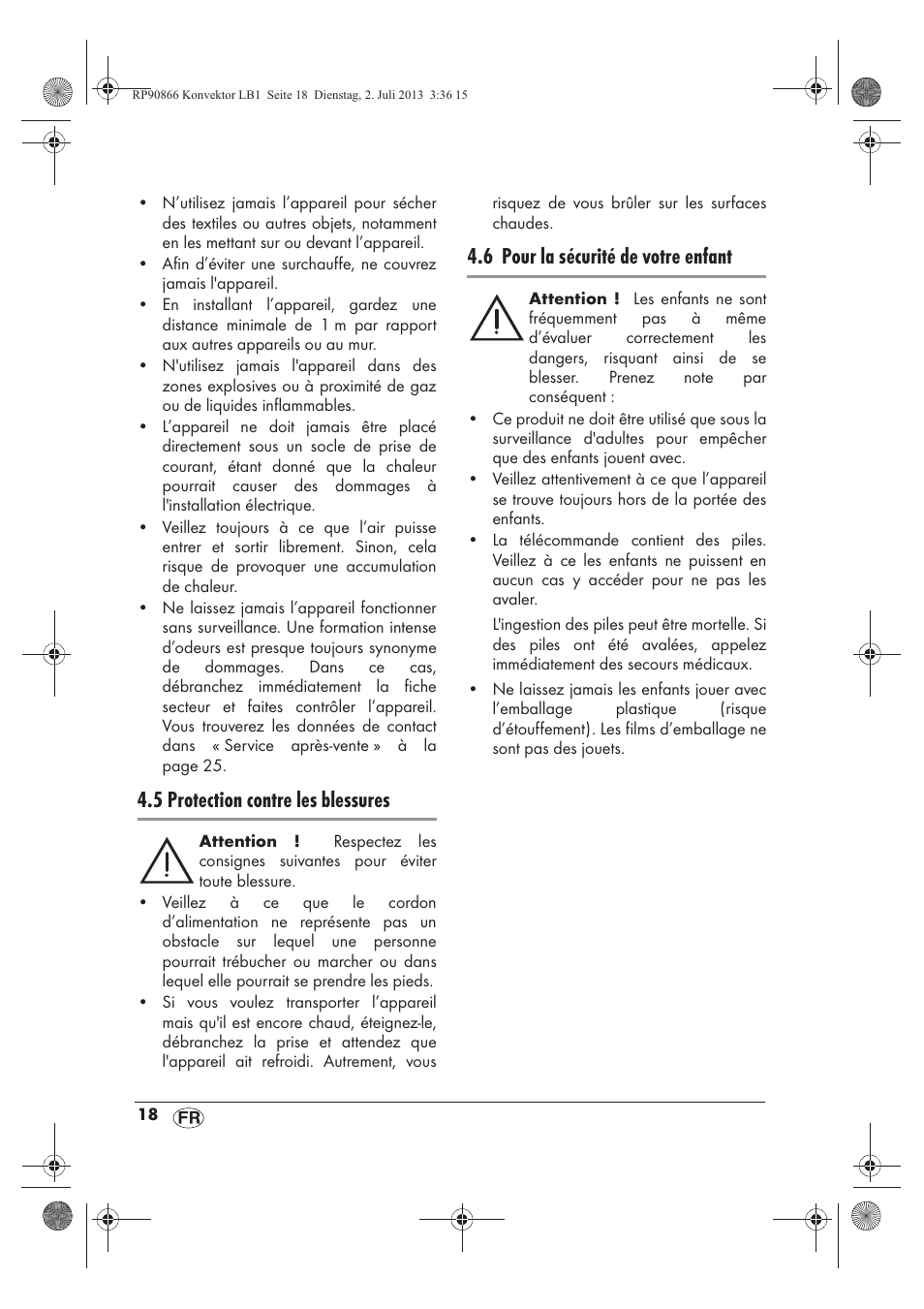 5 protection contre les blessures, 6 pour la sécurité de votre enfant | Silvercrest SKD 2300 A1 User Manual | Page 20 / 62