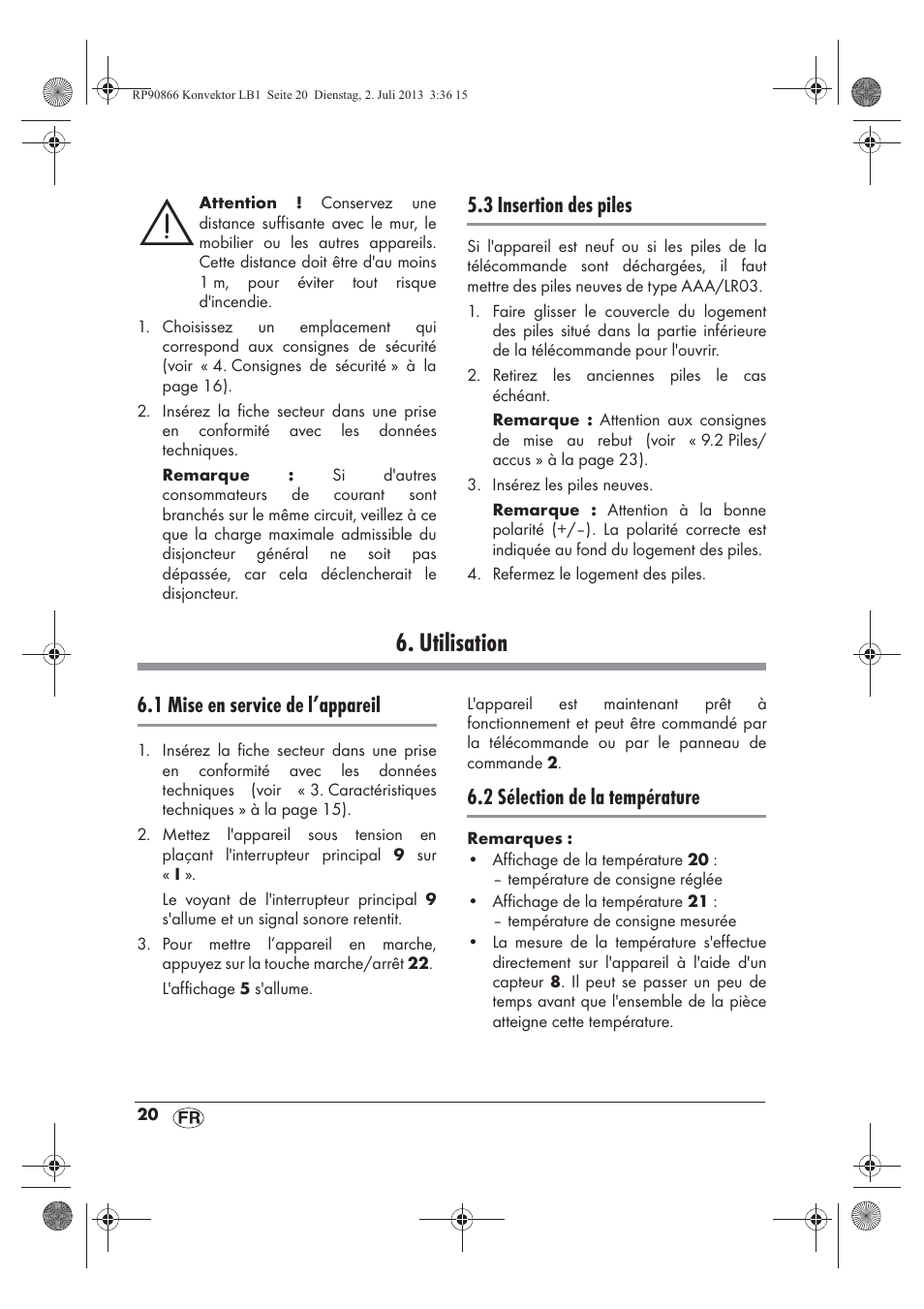 Utilisation, 3 insertion des piles, 1 mise en service de l’appareil | 2 sélection de la température | Silvercrest SKD 2300 A1 User Manual | Page 22 / 62