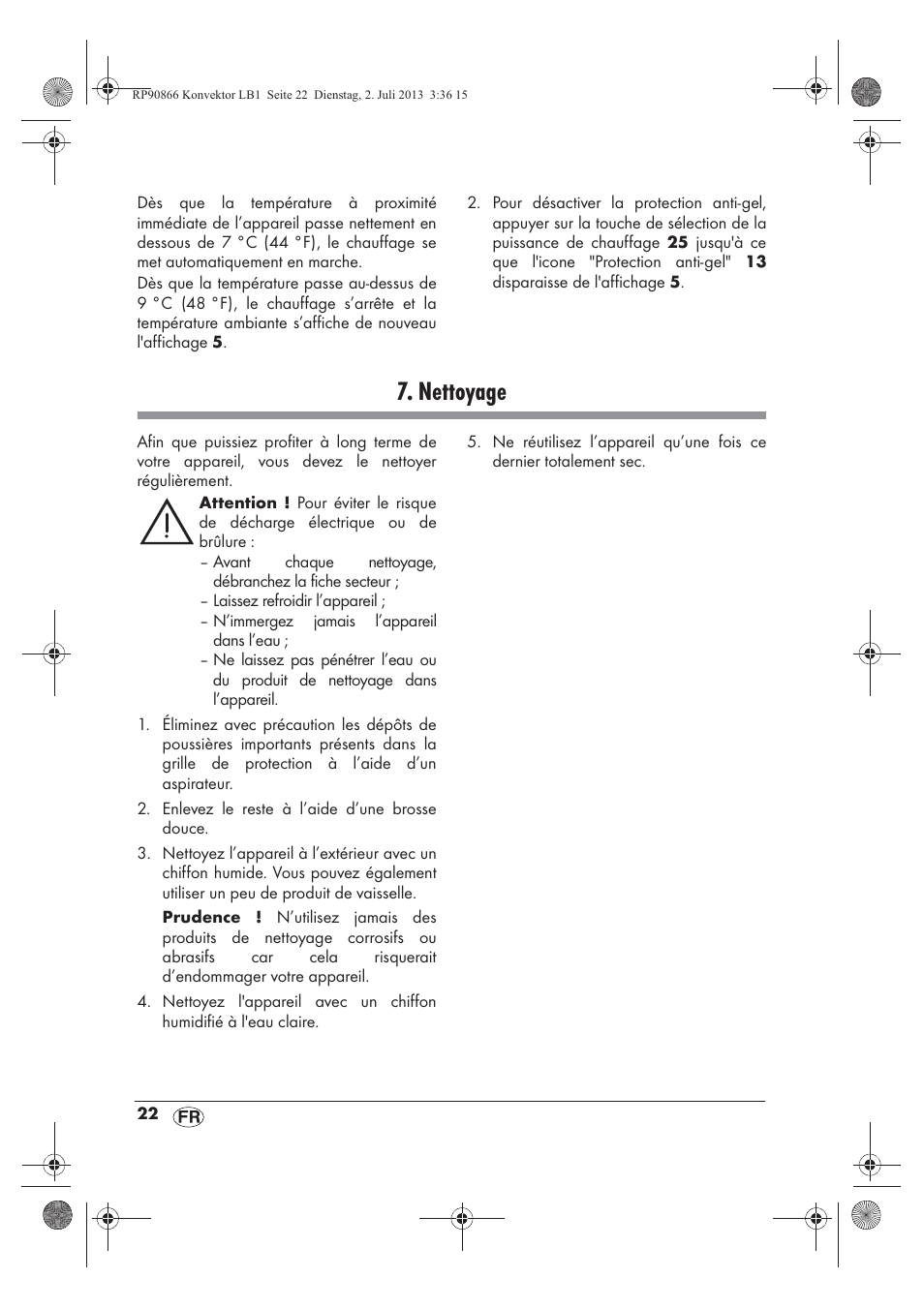 Nettoyage | Silvercrest SKD 2300 A1 User Manual | Page 24 / 62