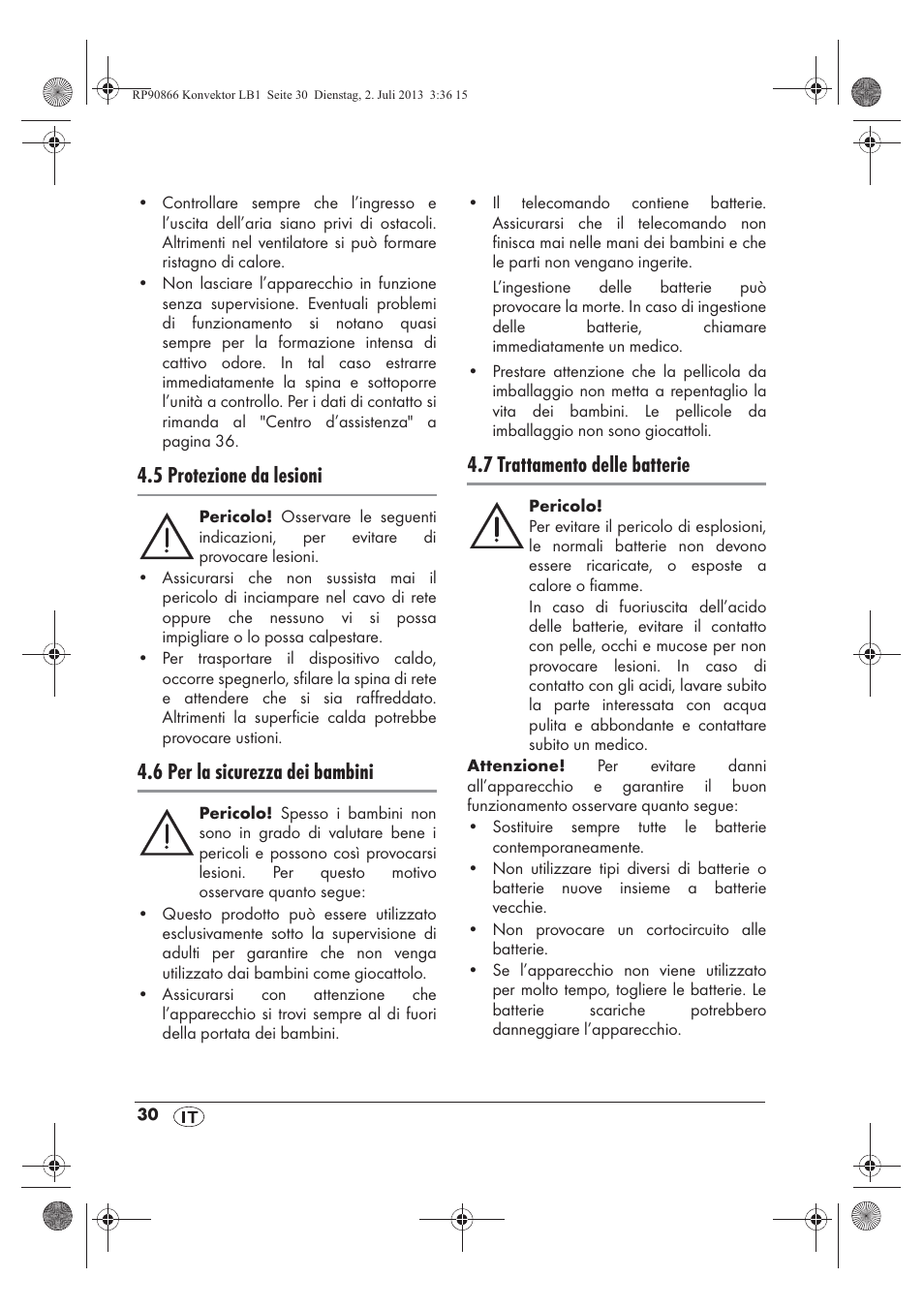 5 protezione da lesioni, 6 per la sicurezza dei bambini, 7 trattamento delle batterie | Silvercrest SKD 2300 A1 User Manual | Page 32 / 62