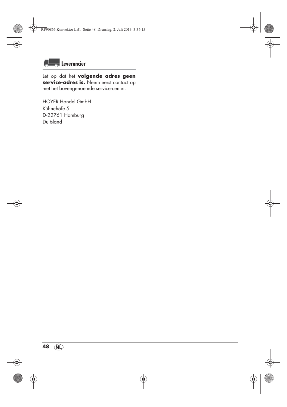 Leverancier | Silvercrest SKD 2300 A1 User Manual | Page 50 / 62