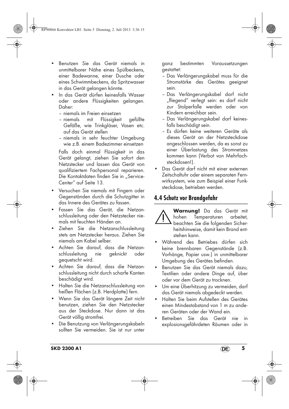 4 schutz vor brandgefahr | Silvercrest SKD 2300 A1 User Manual | Page 7 / 62