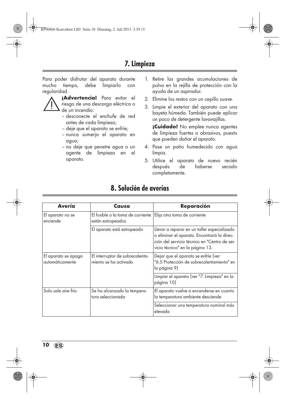 Limpieza, Solución de averías | Silvercrest SKD 2300 A1 User Manual | Page 12 / 62