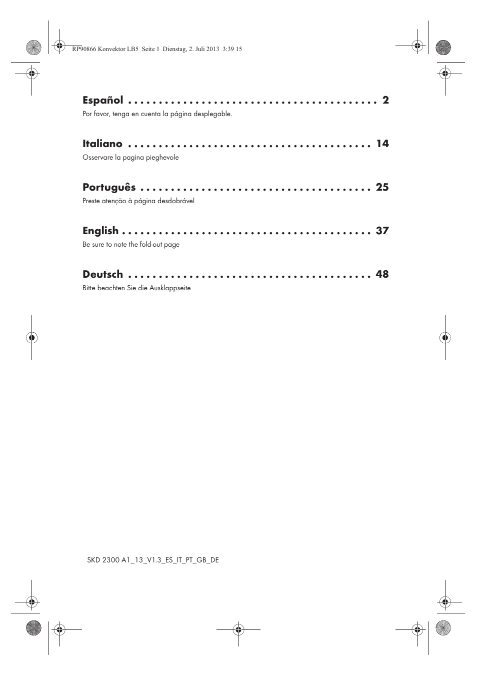 Español, Italiano, Português | English, Deutsch | Silvercrest SKD 2300 A1 User Manual | Page 2 / 62