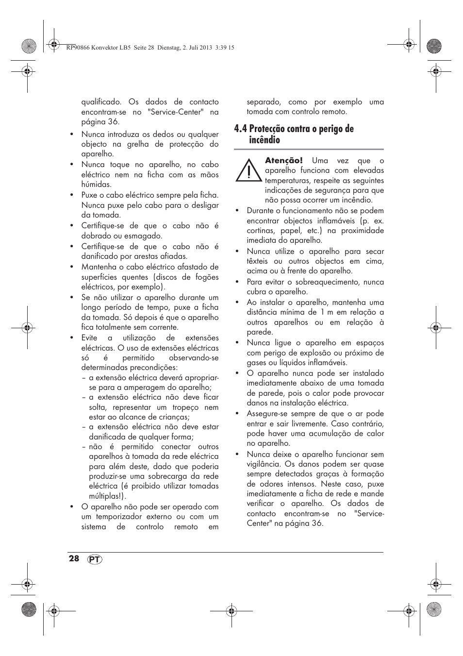 4 protecção contra o perigo de incêndio | Silvercrest SKD 2300 A1 User Manual | Page 30 / 62