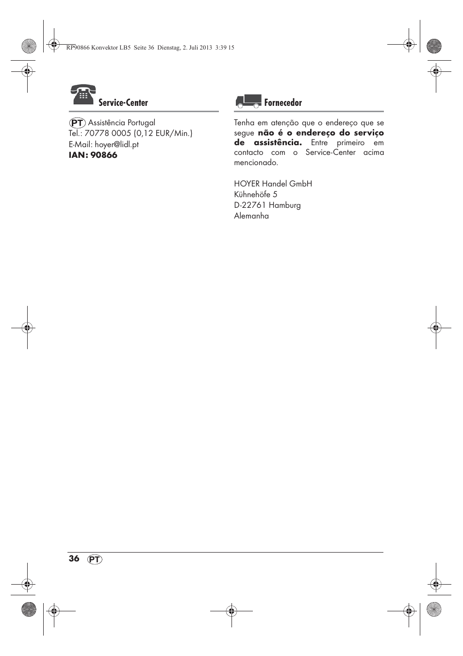 Service-center, Fornecedor | Silvercrest SKD 2300 A1 User Manual | Page 38 / 62