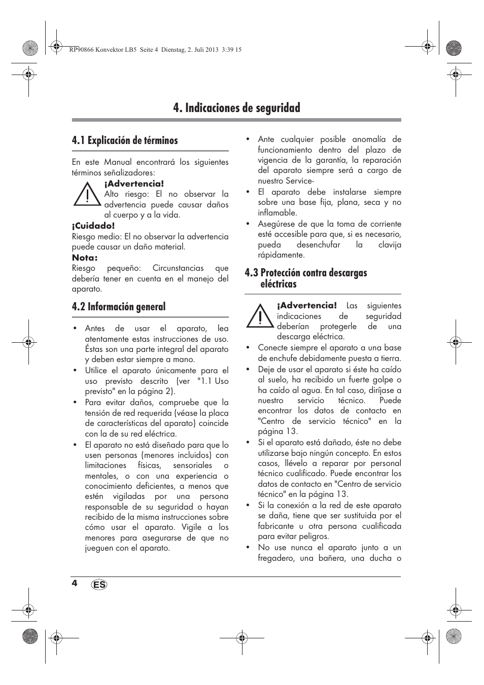 Indicaciones de seguridad, 1 explicación de términos, 2 información general | 3 protección contra descargas eléctricas | Silvercrest SKD 2300 A1 User Manual | Page 6 / 62