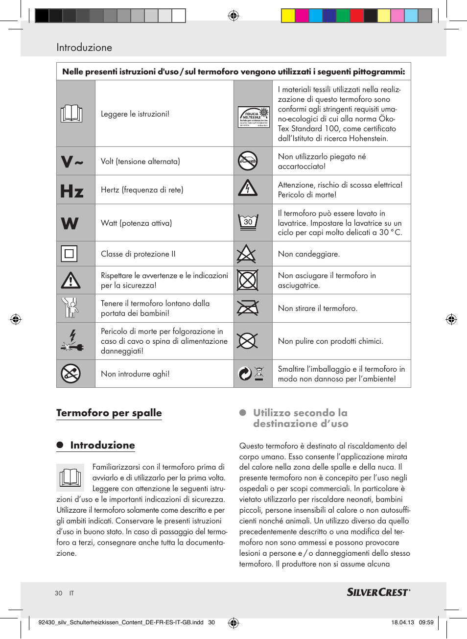 Introduzione, Termoforo per spalle introduzione, Utilizzo secondo la destinazione d’uso | Silvercrest SSHK 100 B2 User Manual | Page 30 / 45