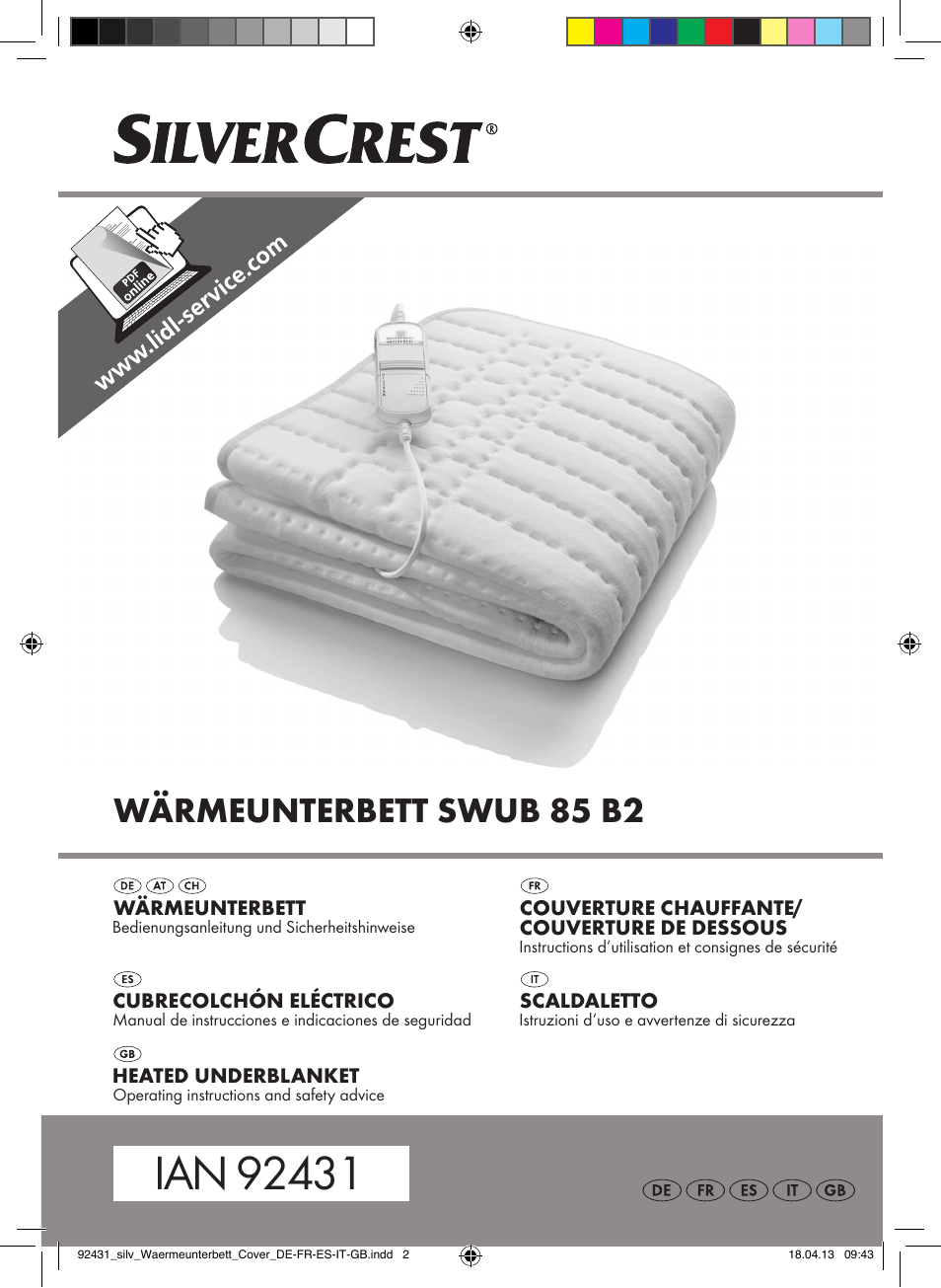 Silvercrest SWUB 85 B2 User Manual | 45 pages