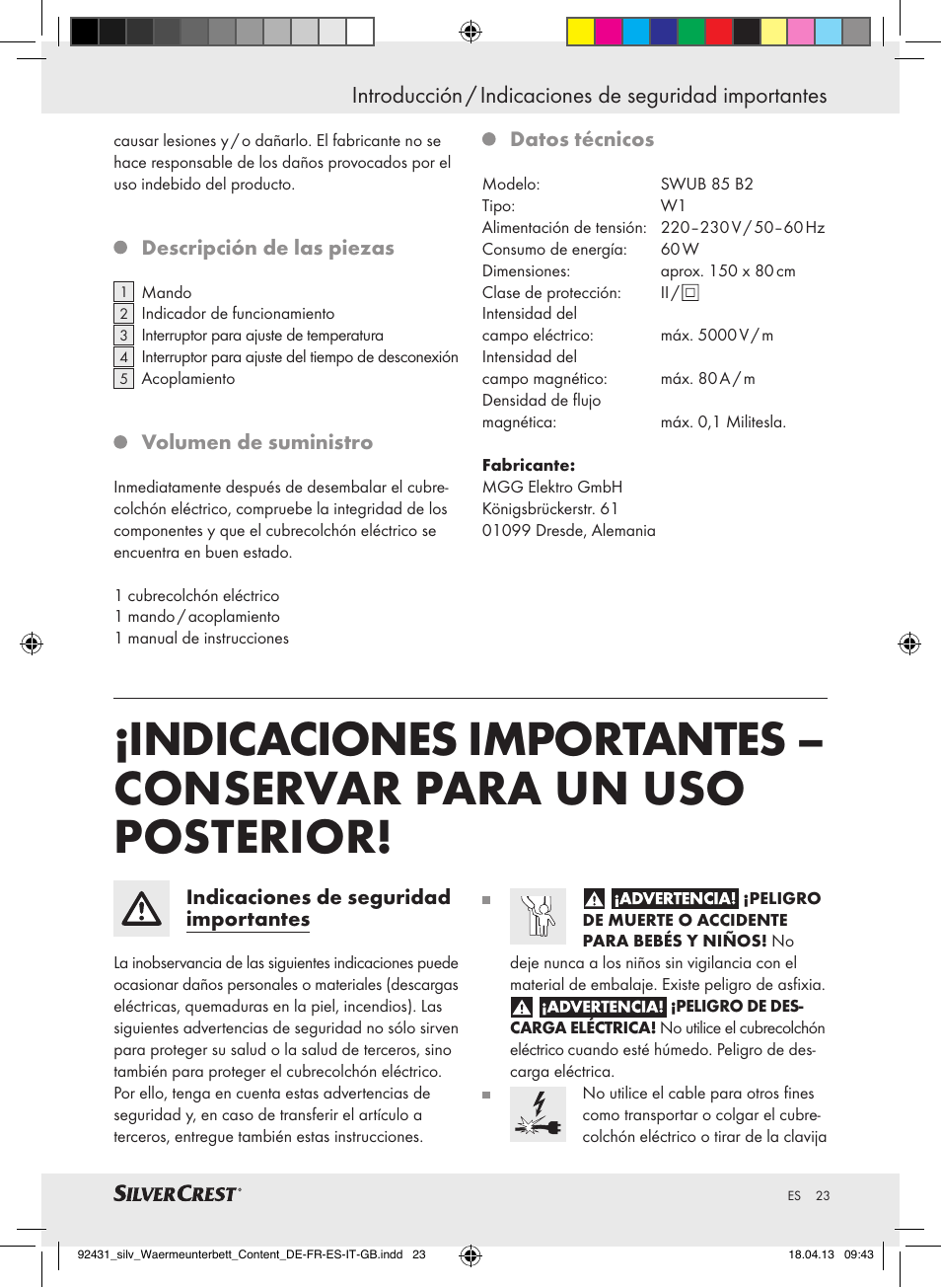 Silvercrest SWUB 85 B2 User Manual | Page 23 / 45